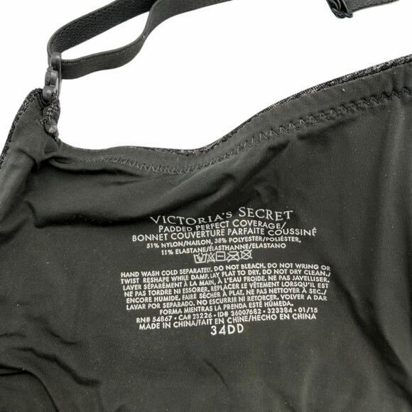 Victoria’s Secret 34DD Black Sparkle Padded Perfect Coverage Bra - Picture 5 of 5
